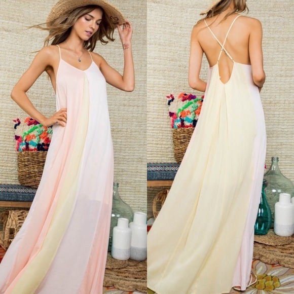 Dresses & Skirts - Large Sleeveless Front Color Block Maxi Dress